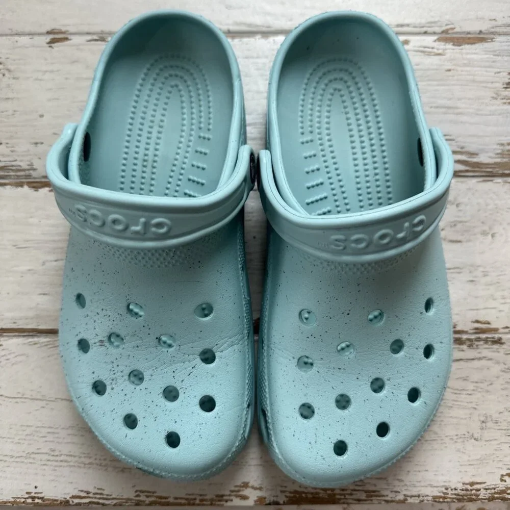 CROCS Unisex‎ Light Blue Robins Egg Pattern Classic Clog MENS 6 WOMEN 8